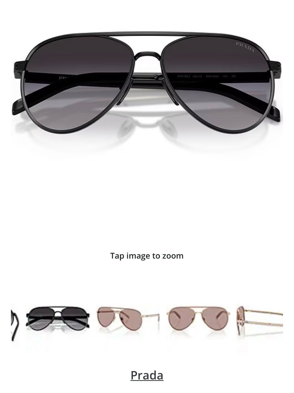 Prada Black Aviator / Pilot Sunglasses PR B57S - Picture 8 of 8
